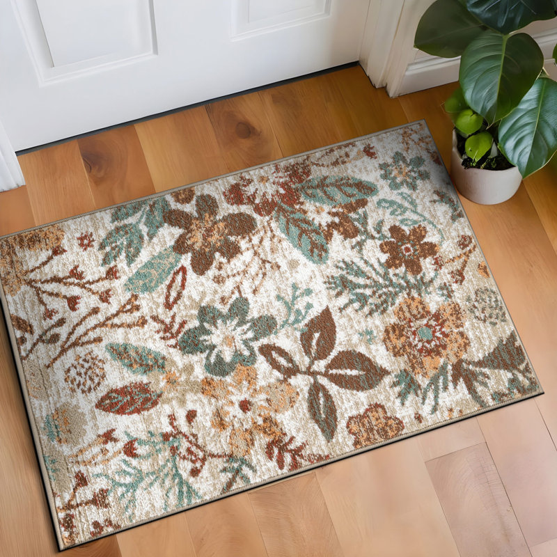 Beige Multi Garden Floral Area Rug, Rectangle 2' x 3'