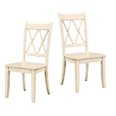 2 pièces, chaises d'appoint blanches, dossier, placage de pin transitionnel blanc,