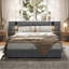 Platform Bed Frame With Wide Headboard, Reading Lamp And Usb Port-968662879