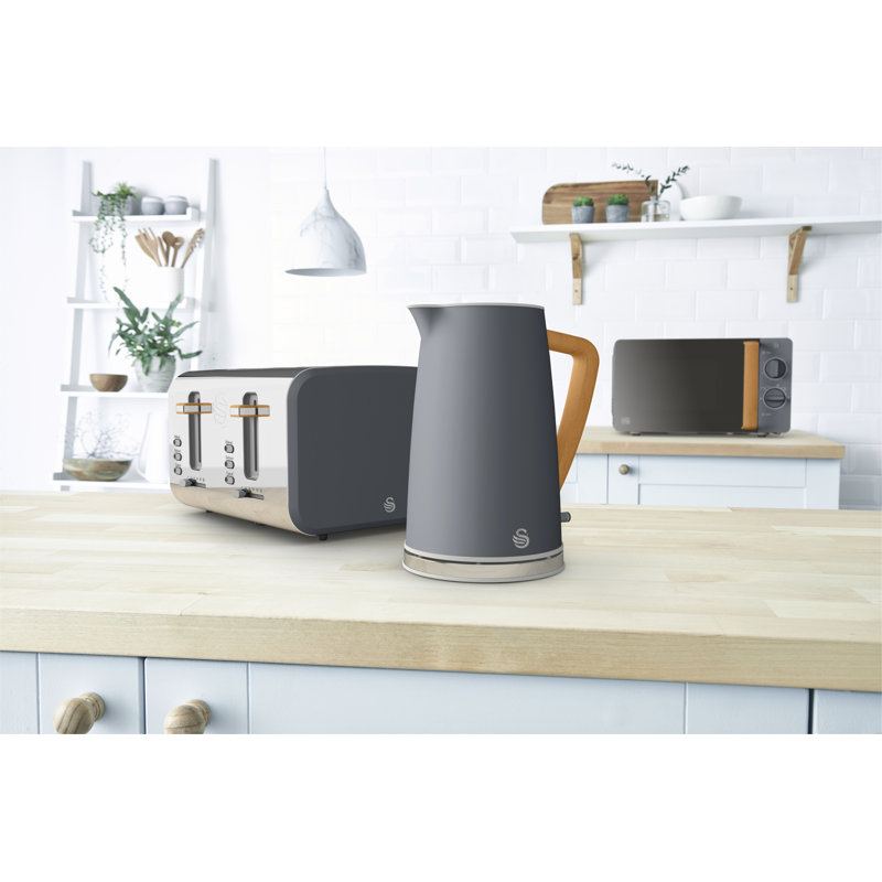 Swan Nordic 4-Slice Toaster with Defrost/Reheat/Cancel Functions, Cord Storage, 1500W, Grey
