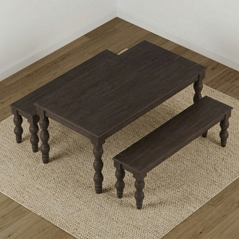 Braydan 3 Piece Solid Wood Dining Set , Coffee Brown
