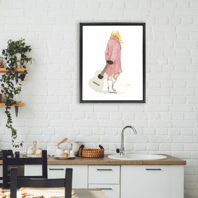 Fashionable Woman with Guitar Floating Frame, design by Lanie Loreth
