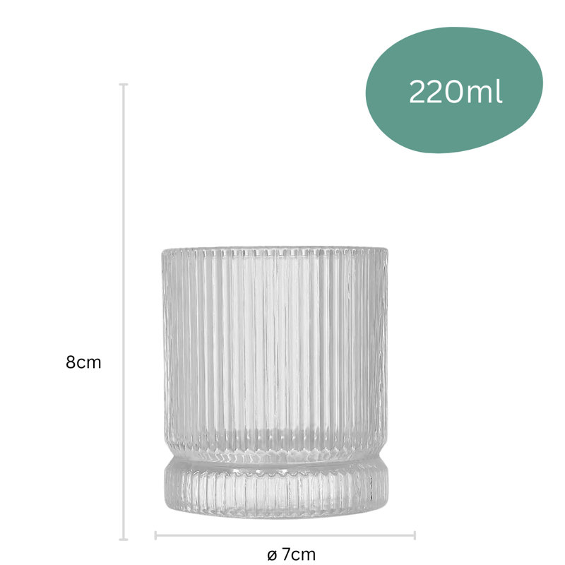 Zoha Borosilicate Glass Drinking Glass Set, 220ml