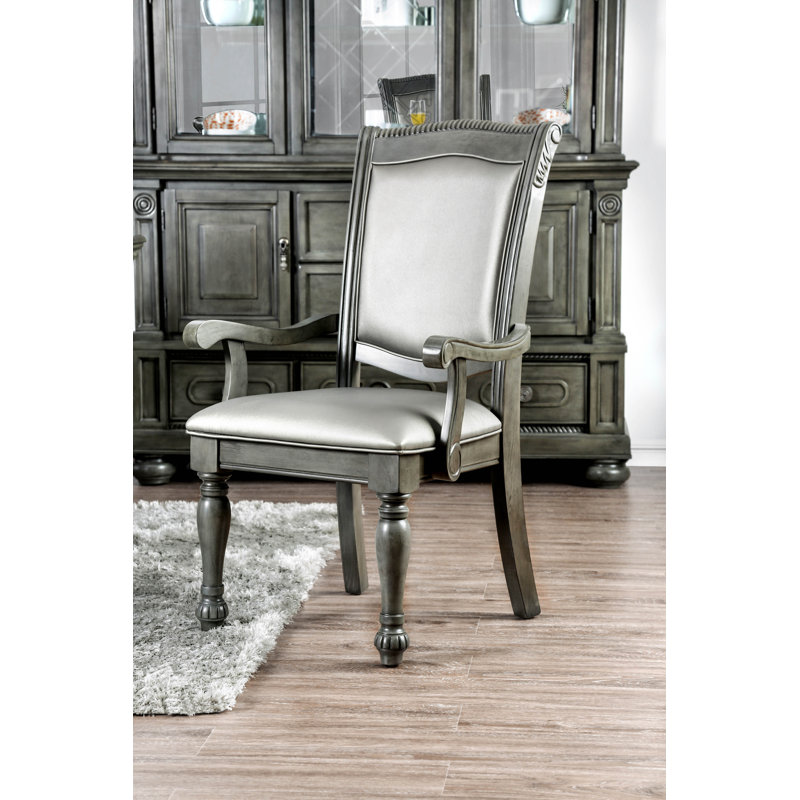 19'' H Faux Leather Upholstered Armchair, Gray