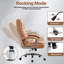 Fauteuil de direction en cuir synthétique à haut dossier avec coussin de siège à ressorts, fauteuil d'ordinateur pivotant ergonomique avec accoudoirs chromés, capacité de 350 lb pour le bureau personnel, chameau