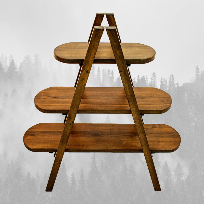 Breaux 130cm H x 110cm W Solid Wood Ladder Bookcase, (3 Shelves) 120cmH x 96cmW x 34cmD
