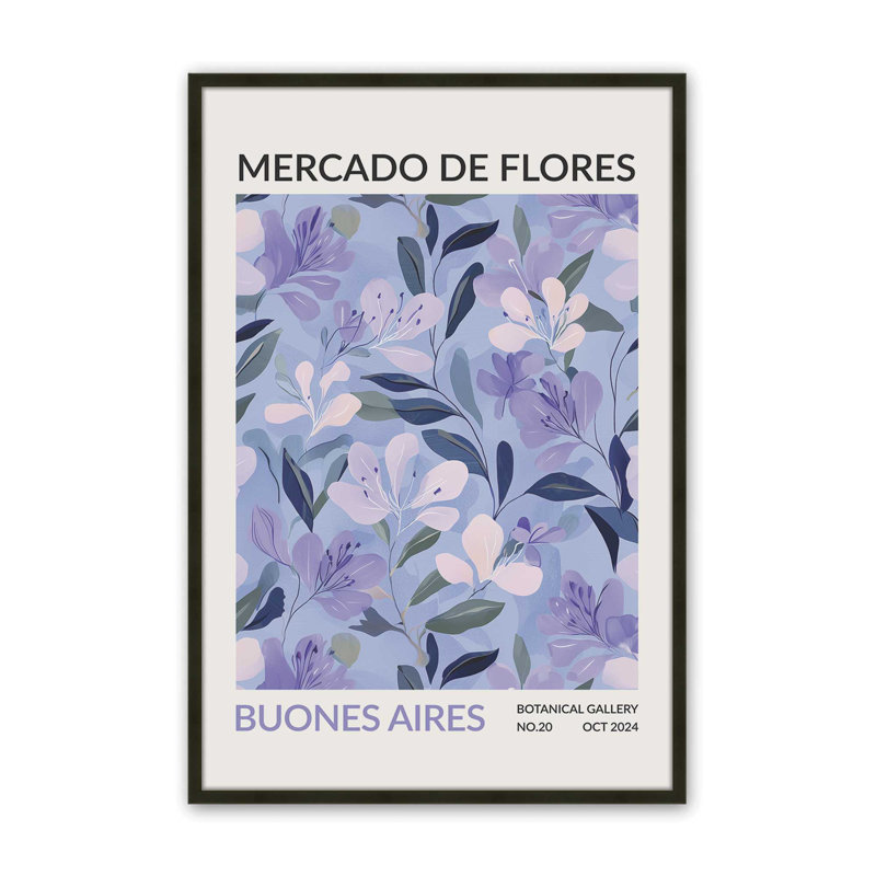 Marché aux fleurs de buisson , Reproduction encadrée sans passe-partout, Noir satiné, H 11 po x l 9 po