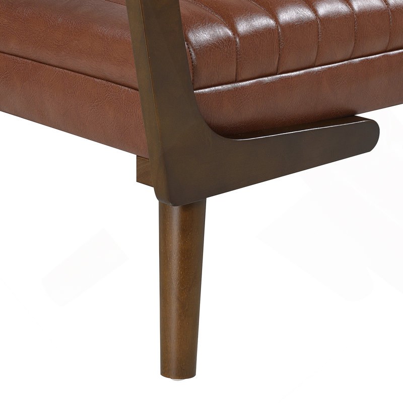 Banc de style Mid-Century moderne avec pieds en noyer et repose-pieds cannelé pour un usage polyvalent, confortable et élégant