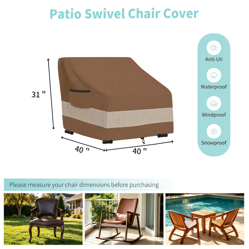 Housse imperméable pour chaise d'extérieur imperméable, H 31 po x l 40 po x P 40 po