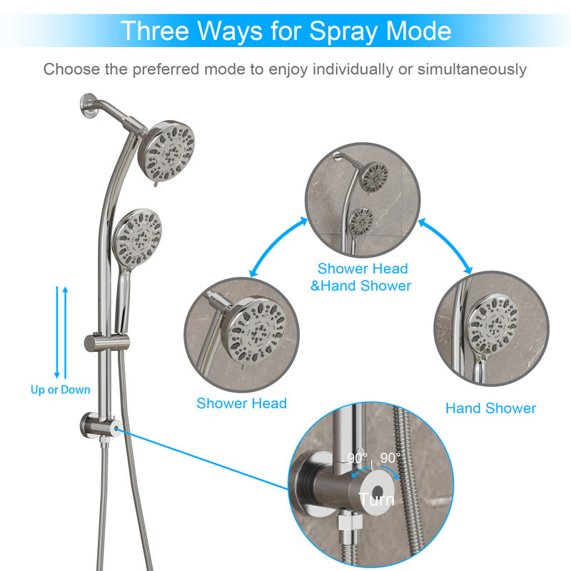 Dual Shower Head 1.8 GPM with Self-Cleaning, Chrome