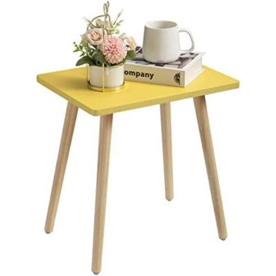 Side Table, Small End Table Accent Living Room Bedroom Balcony Office, Modern Bedside Home Decor, Easy Assembly, (Yellow, 15.75D x 11.8W 16.54H in)