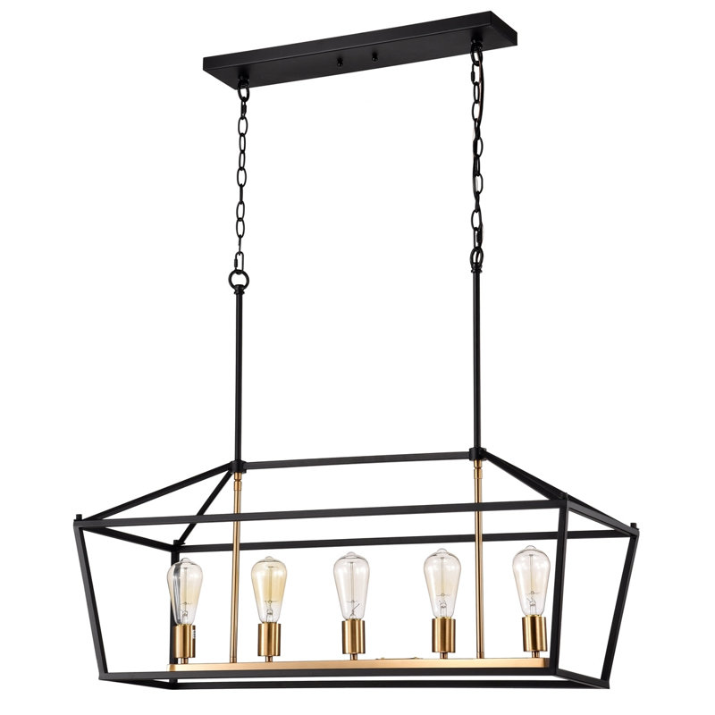 Luminaire suspendu industriel à 5 lumières Chloe Lighting Ironclad, Noir texturé