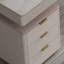 Bureau beige et blanc + pierre frittée rectangulaire dorée + bois manufacturé + bureau en acier inoxydable avec 5 tiroirs-244002107-244002106