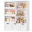 47.2"H Wood Storage Kids Bookcases  with Sliding Door and 3 Removable Drawers-1978667836