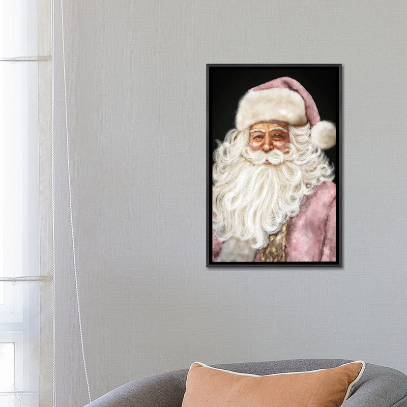 «Pink Santa», reproduction d'art murale , H 26 po x l 18 po, Impression encadrée sans passe-partout, Noir patiné