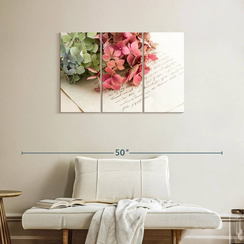 Hardie hortensia et lettre d'amour, H 24 po x l 38 po