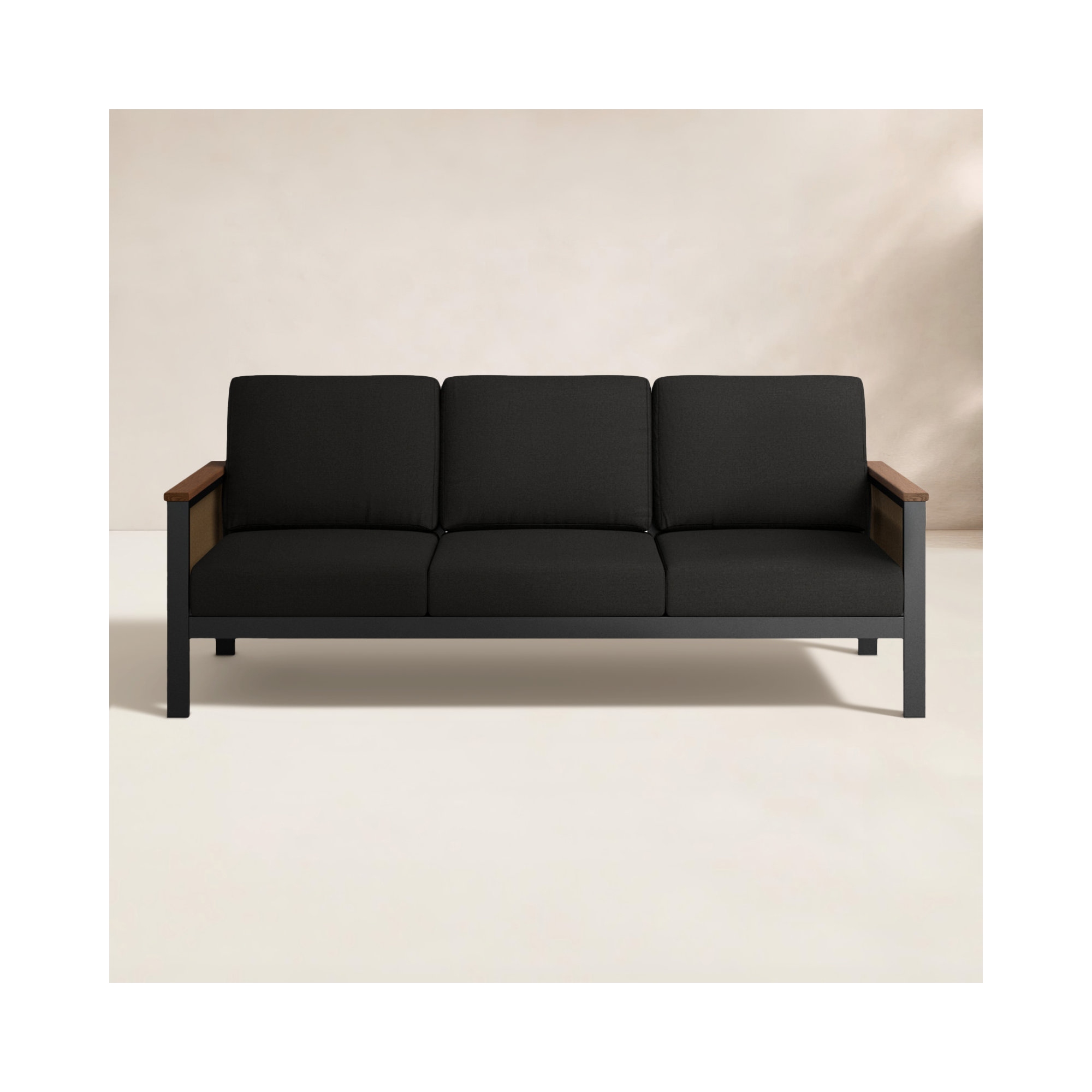 Townsend 80'' Wide Outdoor Patio Sofa with Sunbrella® Cushions, Canvas Black Sunbrella® Canvas