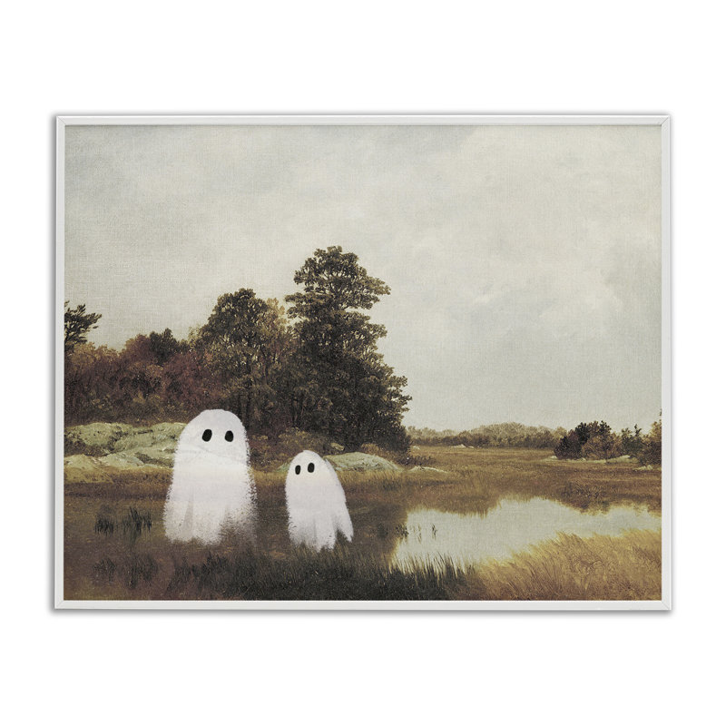 Paire de fantômes en campagne d'automne, estampe numérique, design par Victoria Barnes, H 24 po x l 30 po