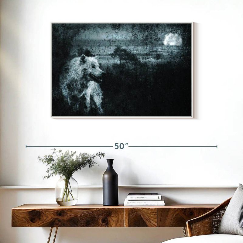 Loup solitaire blanc, Cadre flottant blanc, 37 po x 25 po