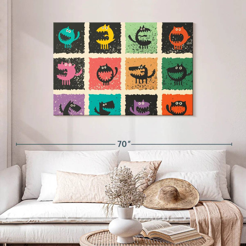 Funny Cartoon Monsters, 30" H x 45" W