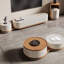 Meuble télé en bois massif de style crème