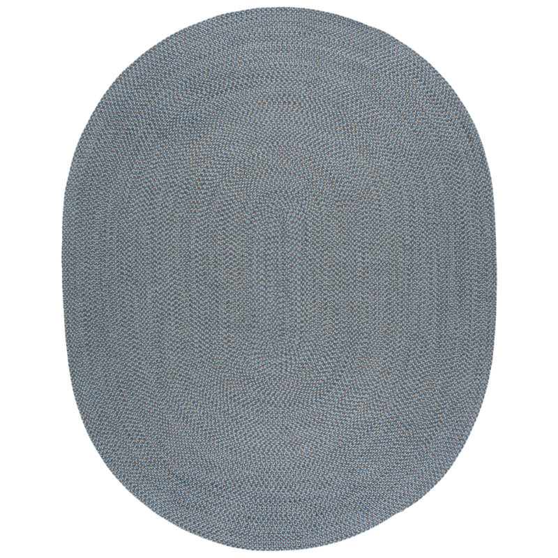 Tapis de couleur unie en coton tissé à la main Garbrand, Oval 8 pi x 10 pi