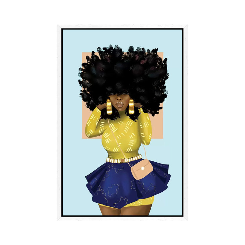 Afro Bomb - Print on Canvas, 66.04 cm H x 45.72 cm W, White Framed