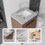 Meuble-lavabo autoportant de 24 po avec lavabo, porte à fermeture douce, comptoir et dosseret en marbre de granite blanc de 2 po, contreplaqué, brun