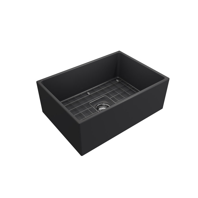 27 in. L Farmhouse Kitchen Sink, Matte Dark Gray