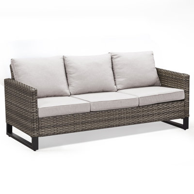 Ingvald 74.4'' Wide Outdoor Rectangle Patio Sofa with Cushions