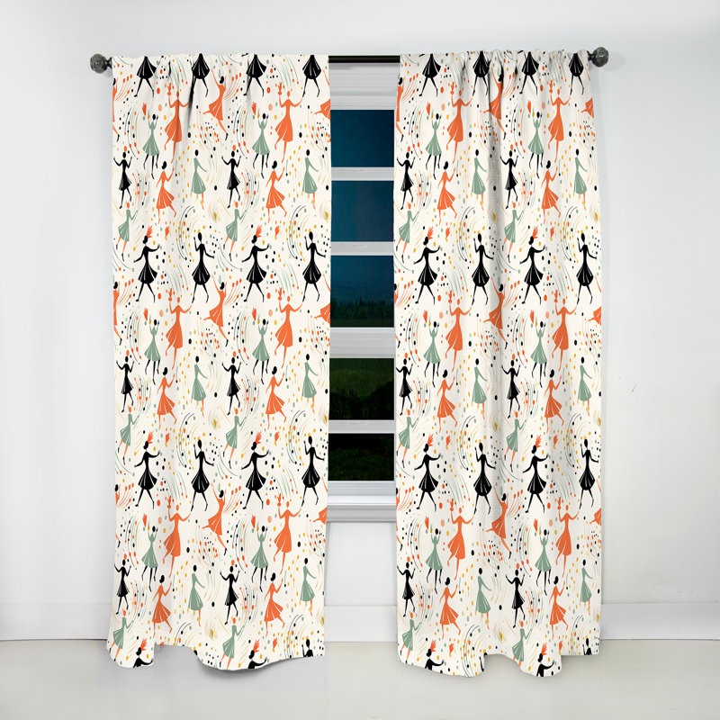Kiahn - Rideau obscurcissant géométrique Mid-Century - 1 panneau, L 52 po x L 63 po