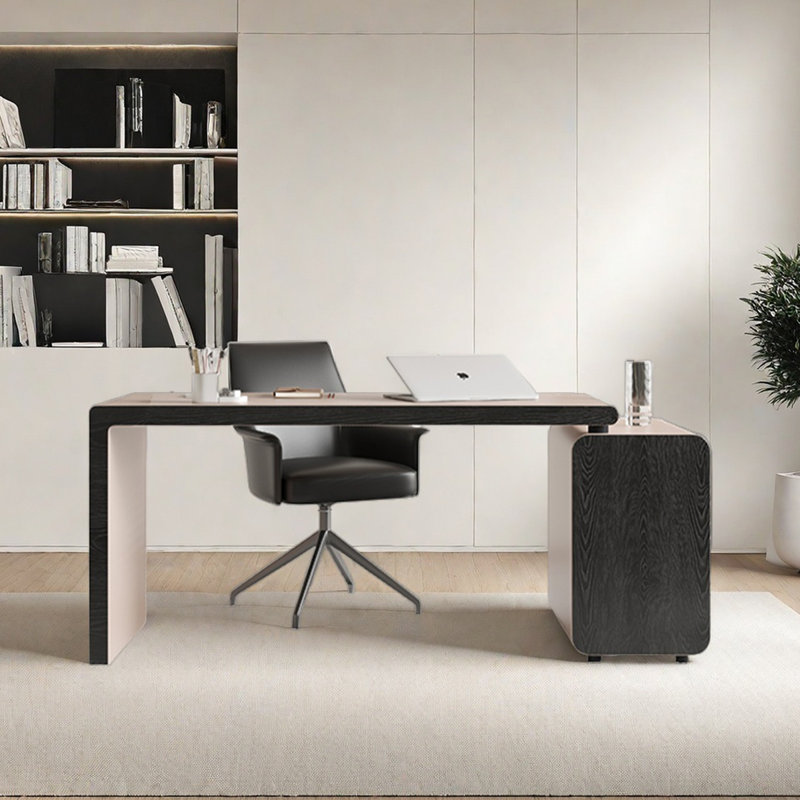 Bureau minimaliste pour le bureau personnel avec siège en selle, H 29,53 po x l 74,8 po x P 23,62 po