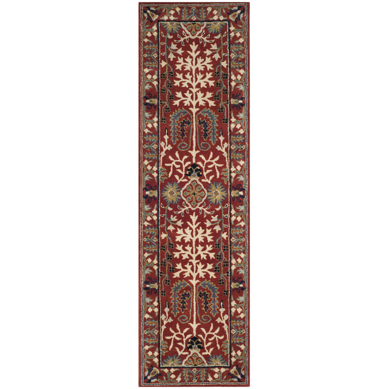 Antiquity Hand-Tufted Red Area Rug, Runner 2'3" x 14'