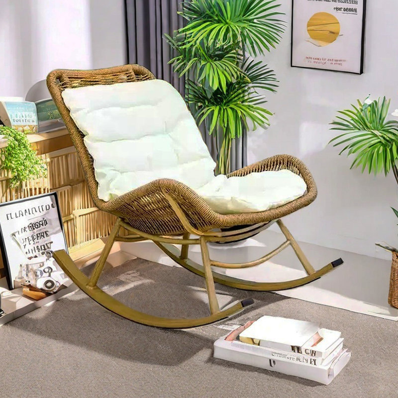 Chaise berçante en PE, Brun
