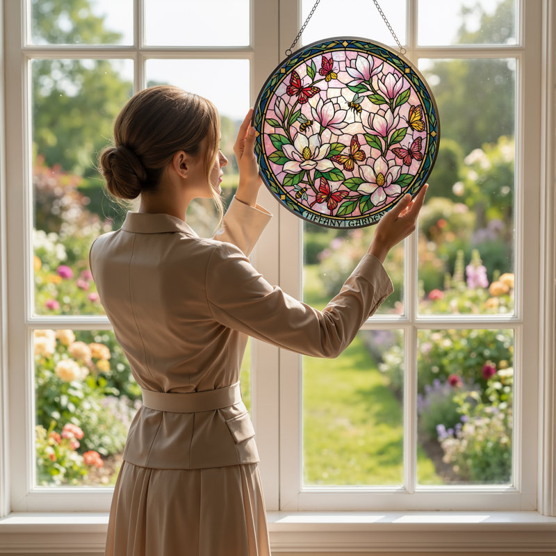 Vitrail de vitrail papillons 12 "H, H 12 po x l 12 po
