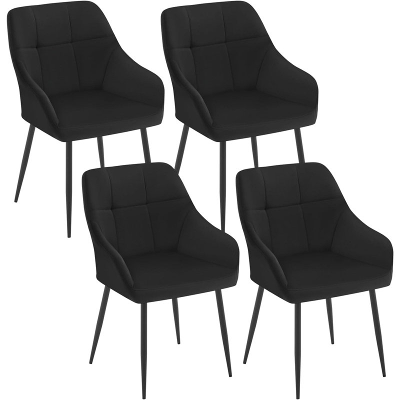 Malins 47cm H Velvet Upholstered Metal Armchair, Black