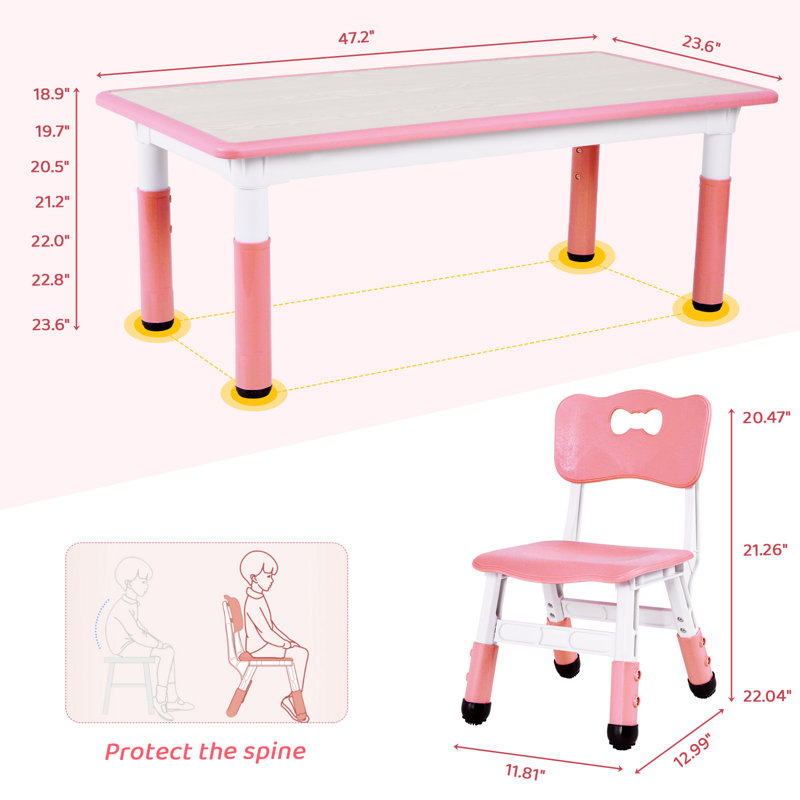 Ensemble de table pour enfants et 4 chaises, ensemble de table pour tout-petits et de chaises à hauteur réglable, pieds antidérapants, bureau Graffiti, table d'activité pour grands enfants