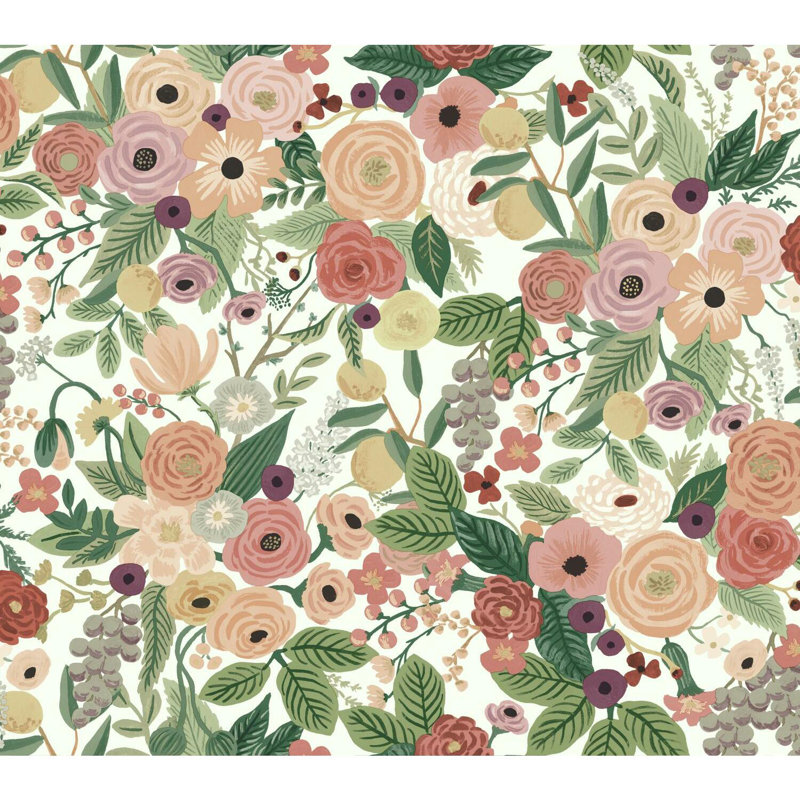 Garden Party 27' x 27" Wallpaper Roll, Burgundy