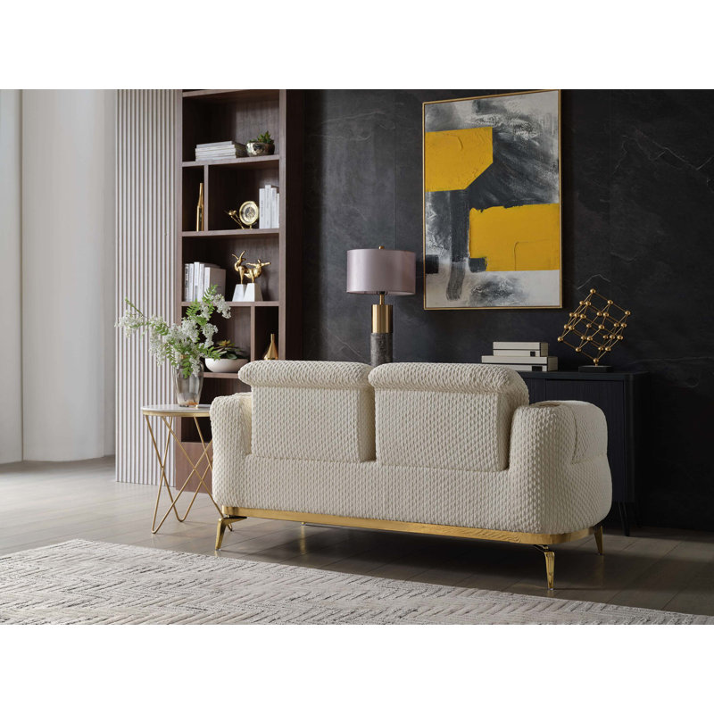 Causeuse en bois de style moderne Zoe, Crème, crème