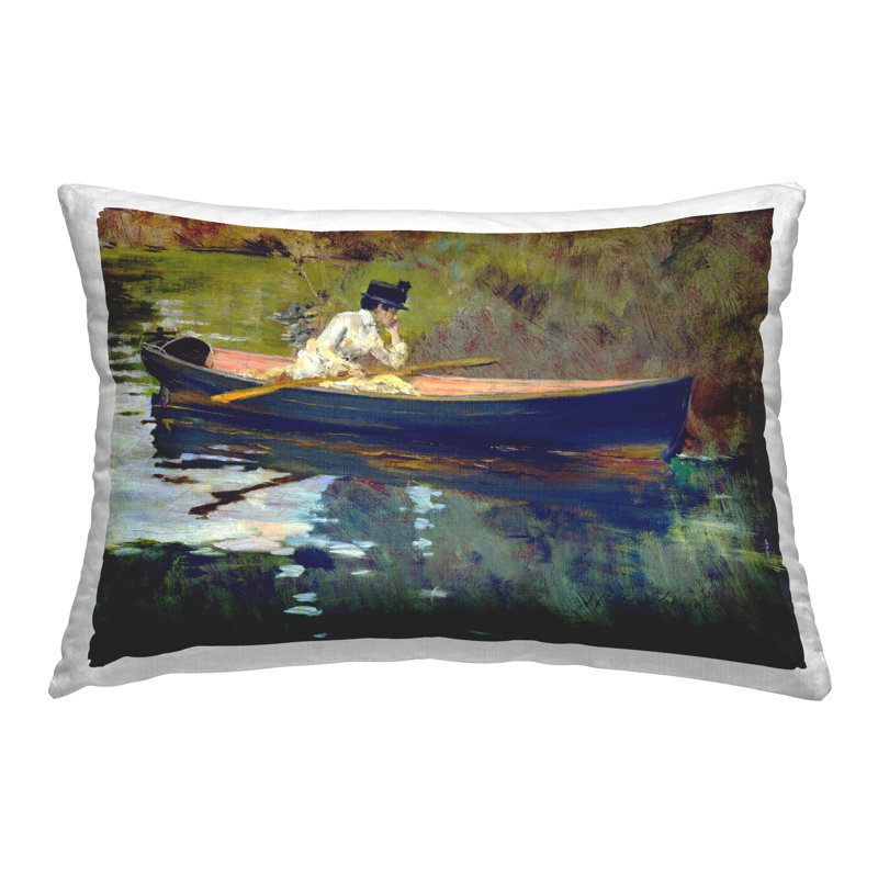 Design de coussin décoratif «Thoughtful Woman on Canoe» par CAD Designs