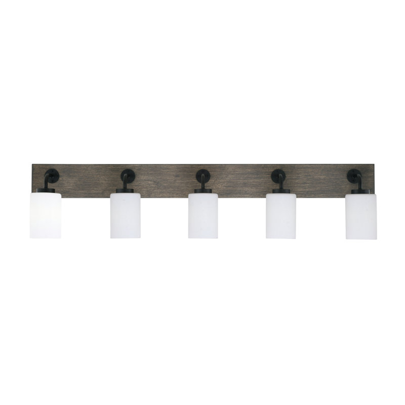 Barre d'éclairage de salle de bain 5 lumières Oxbridge, Blanc, Noir mat / gris vieilli