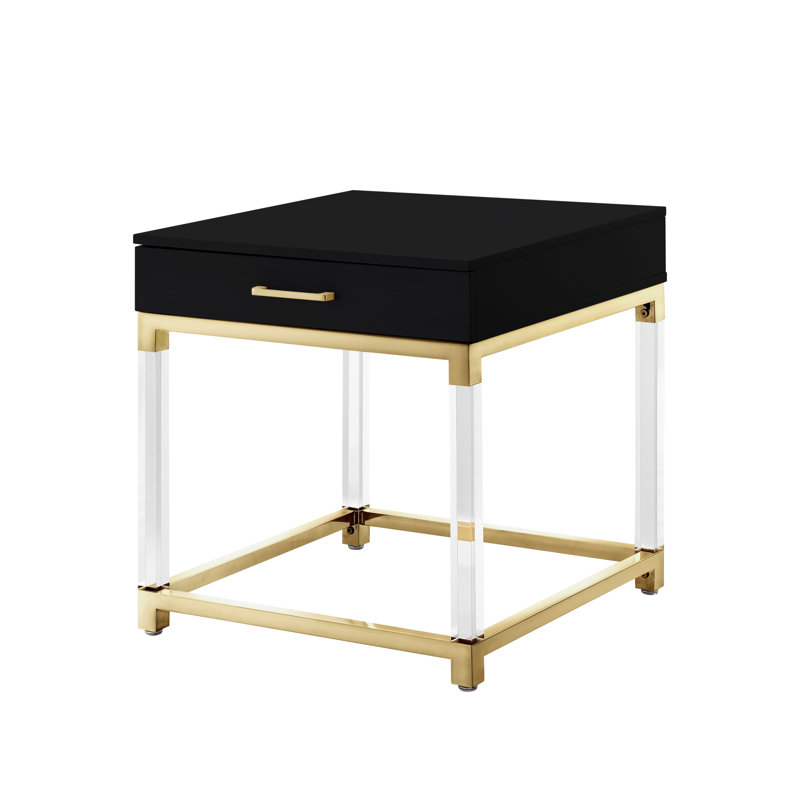 Table de bout avec cadre Ungar, Doré, Noir