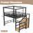 Full Loft Bed with Storage Stairs and Wardrobe, Metal Loft Bed with Canopy Frame, Ample Underbed Spaces Design, Black-129423607