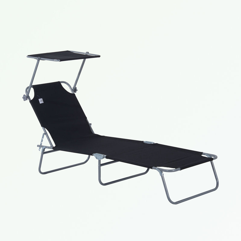 Chaise longue d'extérieur pliante avec abat-jour