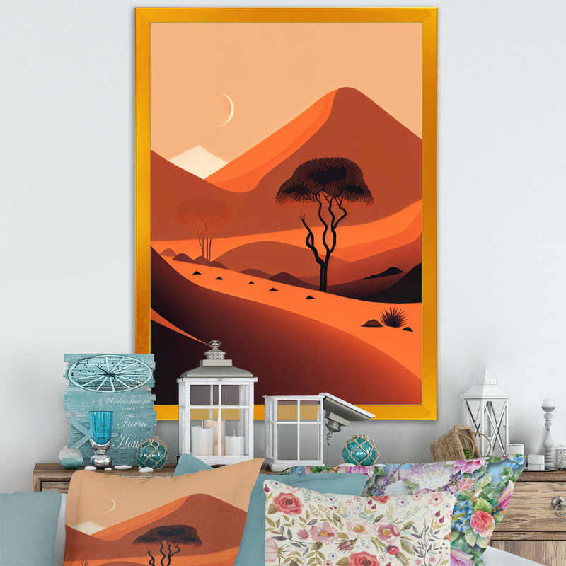 Arbre simple dans les montagnes en terre cuite V - impression, H 32 po x l 24 po x P 1 po