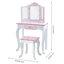 Teamson Kids Gisele Wooden Play Vanity Set with Tri-Fold Mirror, Storage Drawer, Matching Stool and Kids Makeup Table for Ages 3+
