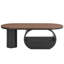 Table basse ovale de luxe de style industriel (120 cm), avec tiroir de rangement en métal noir, idéale pour le salon. Montage facile et stable.