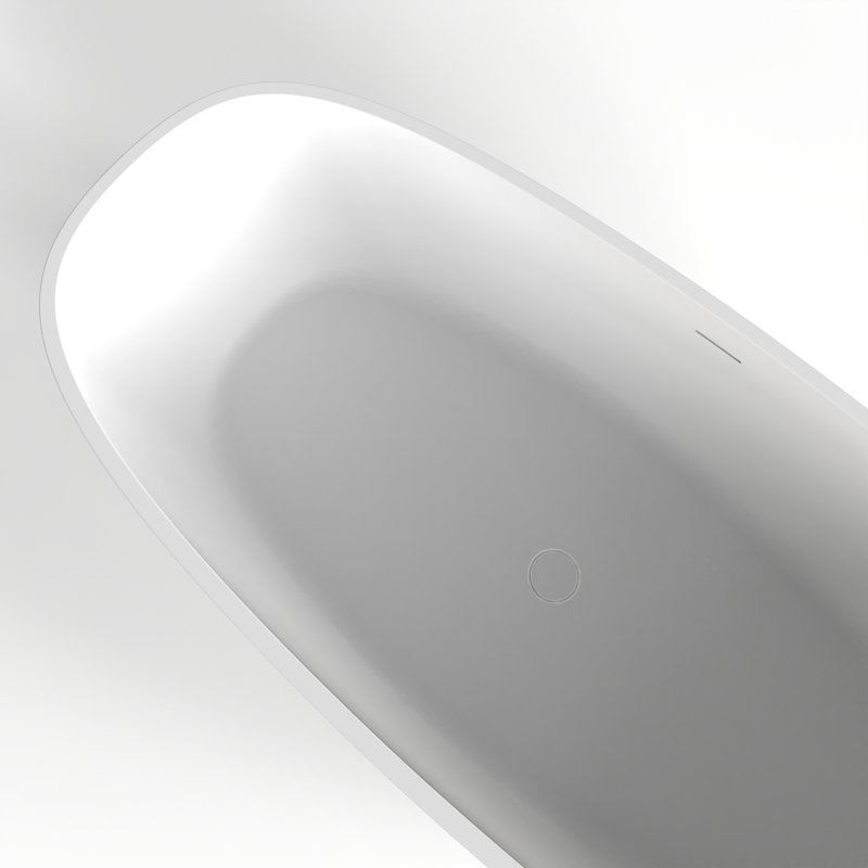 Baignoire autoportante à surface solide avec drain escamotable 66,8 po x 29,5 po Cove