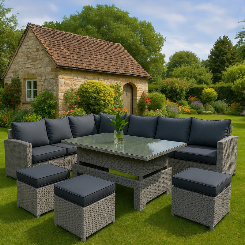 188cm Wide Curved Patio Sofa with Cushions
