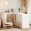Meuble-lavabo moderne avec 3 tiroirs et armoire Ebern Designs, coiffeuse d'angle avec tablette et porte en acrylique (sans miroir)-1991005277